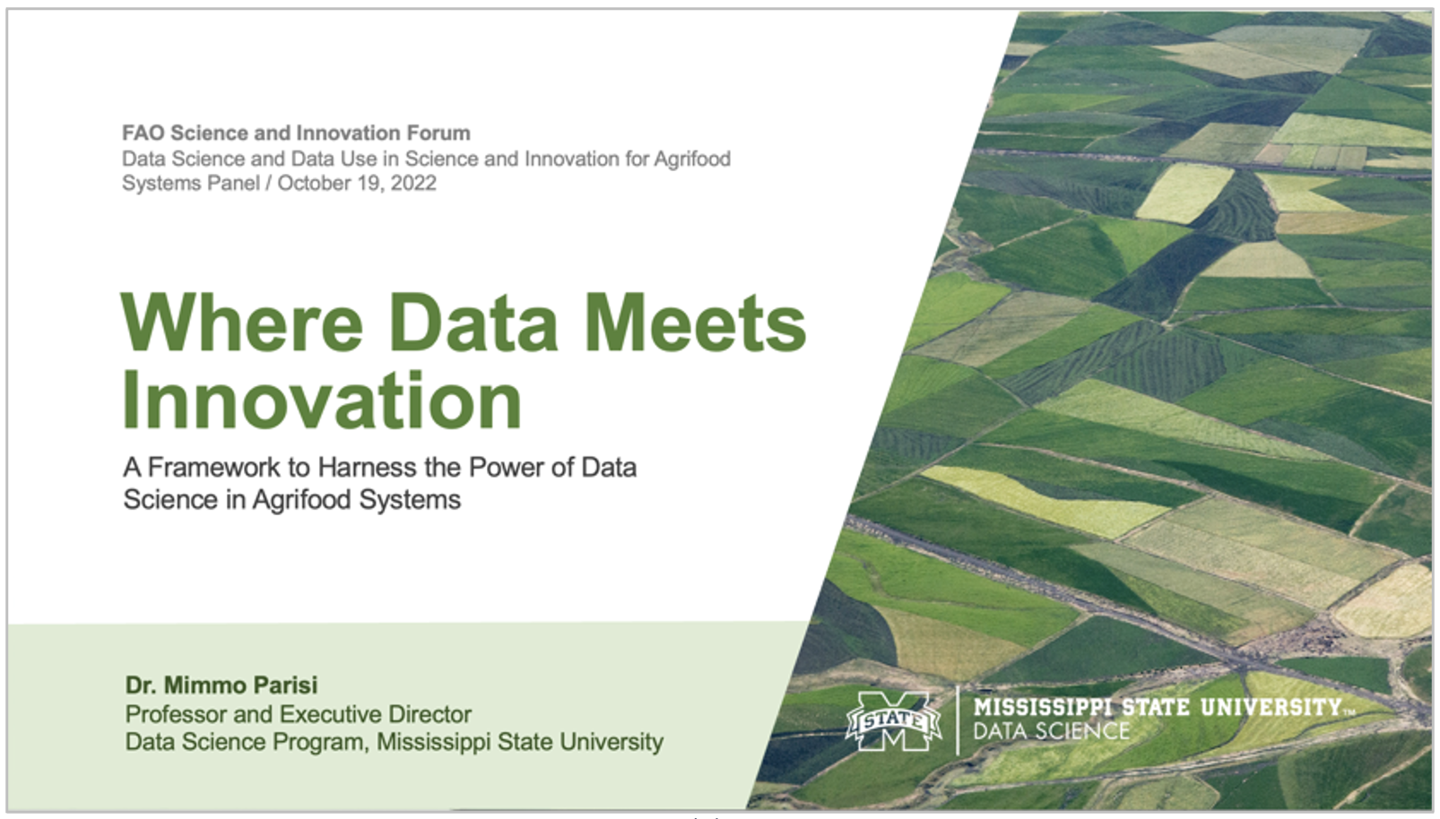 Where Data Meet Innovation: Mimmo Parisi FAO Presentation 2022
